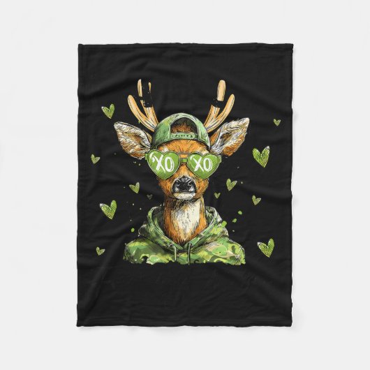 Mad Retro Love For My Mama Deer Hunting Happy Vale Fleece Deken (Voorkant)