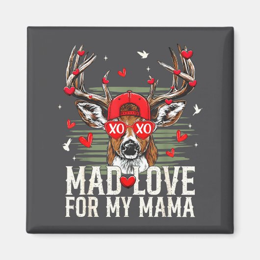 Mad Retro Love For My Mama Deer Hunting Happy Vale Magneet (Voorkant)