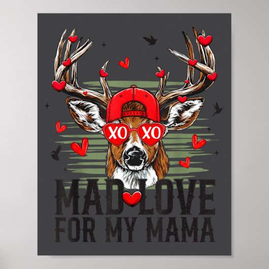 Mad Retro Love For My Mama Deer Hunting Happy Vale Poster (Voorkant)