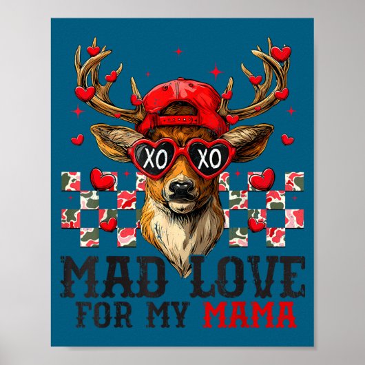Mad Retro Love For My Mama Deer Hunting Happy Vale Poster (Voorkant)