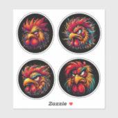 "Mad Rooster Rage" 4-Pack Sticker Bundle (Vel)
