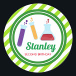 Mad Science Birthday Baby shower Ronde Sticker<br><div class="desc">U kunt uw Favor Tag met NAAM personaliseren, GEWELKOM BIRTHDAY, BABY, DANK U EN MEER. De design zijn knapperig en modern, waardoor ze perfect zijn voor zowel kinderen, volwassenen als tieners, je gunsten versieren en je feest bekrachtigen! Dit ontwerp is perfect voor alle partijen, baby shower, verjaardag, bruiloft, verloving, kantoor,...</div>