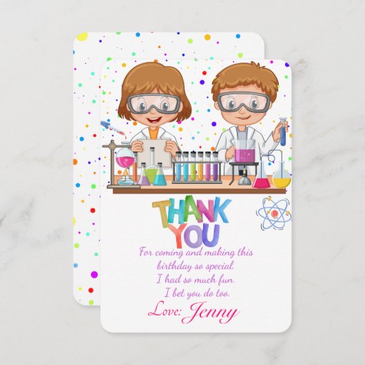 Mad Science Birthday Dank je wel Bedankkaart (Voorkant / Achterkant)