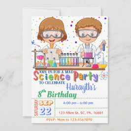 Mad Science Birthday Invitation for Twins Kaart
