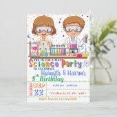 Mad Science Birthday Invitation for Twins Kaart (Staand voorkant)