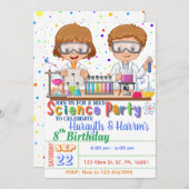 Mad Science Birthday Invitation for Twins Kaart (Voorkant / Achterkant)