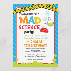 Mad Science Birthday Invitation / Mad Scientist Kaart