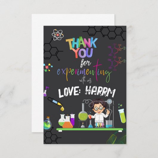 Mad Science Birthday Party bedankt je kaart (Voorkant / Achterkant)