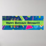 Mad Science Birthday Party Custom Banner Poster<br><div class="desc">Mad Science Birthday Party Custom Banner. Pas aan met om het even welke tekst.</div>