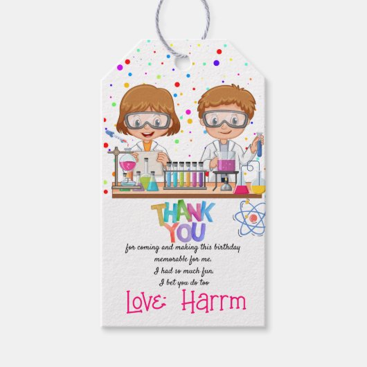 Mad Science Birthday Party Favor/Bedankt Label Cadeaulabel (Voorkant)