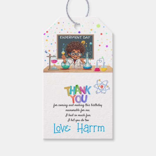 Mad Science Birthday Party Favor/Bedankt Label Cadeaulabel (Voorkant)