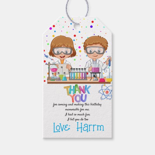 Mad Science Birthday Party Favor/Bedankt Label Cadeaulabel (Voorkant)