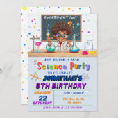 Mad Science Birthday Party Invitation for Boys Kaart (Voorkant / Achterkant)