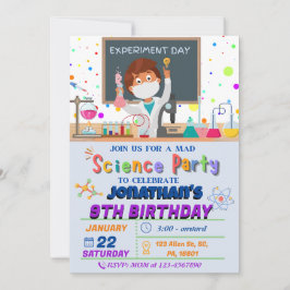 Mad Science Birthday Party Invitation for Boys Kaart