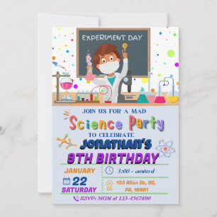 Mad Science Birthday Party Invitation for Boys Kaart