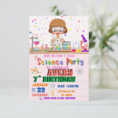 Mad Science Birthday Party Invitation for Girl Kaart (Staand voorkant)