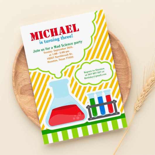 Mad Science Birthday Party Invitation Kaart
