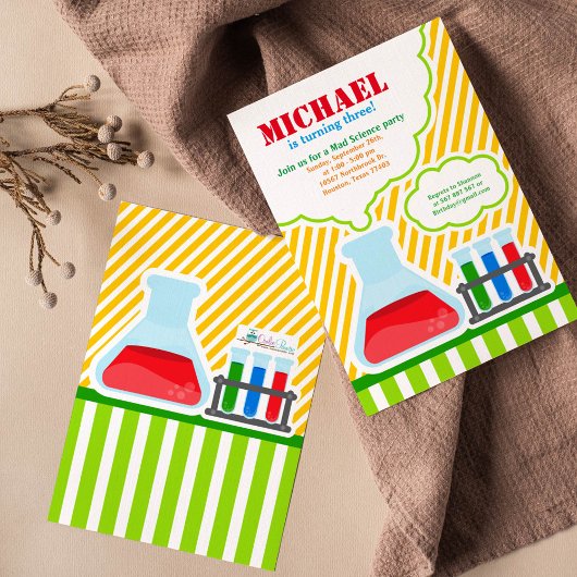 Mad Science Birthday Party Invitation Kaart