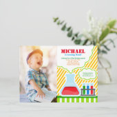 Mad Science Birthday Party Photo Invitation Kaart (Staand voorkant)