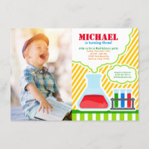Mad Science Birthday Party Photo Invitation