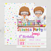 Mad Science Birthday Party: Uitnodiging voor meisj (Voorkant / Achterkant)