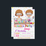 Mad Science Birthday Party: Uitnodiging voor meisj<br><div class="desc">Verrijk je gasten met deze kleurrijke uitnodiging van een wetenschaps-verjaardagsfeestje met wetenschappelijke elementen zoals experimentele tools en twee wetenschappers die een experiment doen, kleurrijke stippen voor de achtergrond. Voeg eenvoudig uw gebeurtenisdetails op deze makkelijk te gebruiken sjabloon toe om het één-van-een-soort uitnodiging te maken. Bekijk de winkel voor overeenkomende objecten....</div>