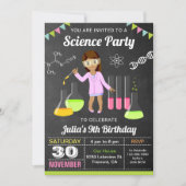 Mad Science Experiment Girls Birthday Party Invite Kaart (Voorkant)