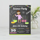 Mad Science Experiment Girls Birthday Party Invite Kaart (Staand voorkant)
