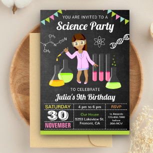 Mad Science Experiment Girls Birthday Party Invite Kaart