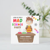 Mad Science Experiment Jongens Verjaardagsfeest Kaart (Staand voorkant)
