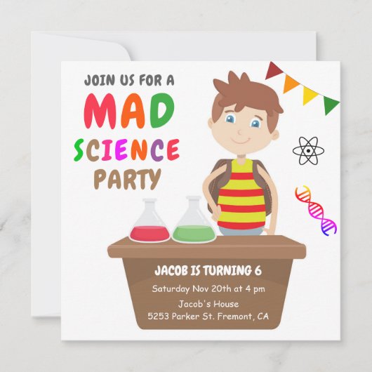 Mad Science Experiment Jongens Verjaardagsfeest Kaart (Voorkant)
