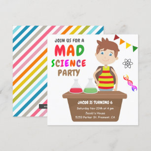 Mad Science Experiment Jongens Verjaardagsfeest Kaart