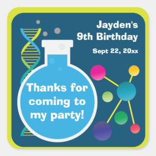 Mad Science Lab Birthday Party Favor Vierkante Sticker