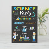 Mad Science Party Birthday Invitation Boy Kaart (Staand voorkant)