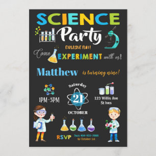 Mad Science Party Birthday Invitation Boy Kaart