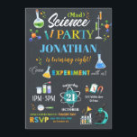 Mad Science Party Birthday Invitation Boy Kaart<br><div class="desc">Pas deze geweldige uitnodiging van de wetenschapspartij met de naam,  de leeftijd en de partijdetails van uw kind gemakkelijk en snel aan,  druk eenvoudig de pas het knoop aan om de stijl en de plaatsing van de tekst verder te herschikken en te formatteren.  

c) De Happy Cat Studio</div>