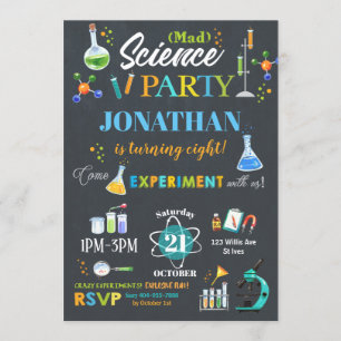 Mad Science Party Birthday Invitation Boy Kaart