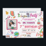 Mad Science Party Uitnodiging voor meisjes<br><div class="desc">Verrijk je gasten met deze kleurrijke uitnodiging van een wetenschapsparter met wetenschappelijke elementen die microscoop wereldbol experimenteren,  je kunt je kind afbeelding en een afbeelding toevoegen voor de achtergrond. Voeg eenvoudig uw gebeurtenisdetails op deze makkelijk te gebruiken sjabloon toe om het één-van-een-soort uitnodiging te maken</div>