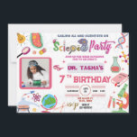 Mad Science Party Uitnodiging voor meisjes<br><div class="desc">Verrijk je gasten met deze kleurrijke uitnodiging van een wetenschapsparter met wetenschappelijke elementen die microscoop wereldbol experimenteren,  je kunt je kind afbeelding en een afbeelding toevoegen voor de achtergrond. Voeg eenvoudig uw gebeurtenisdetails op deze makkelijk te gebruiken sjabloon toe om het één-van-een-soort uitnodiging te maken</div>