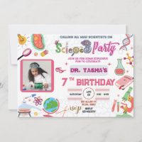 Mad Science Party Uitnodiging voor meisjes