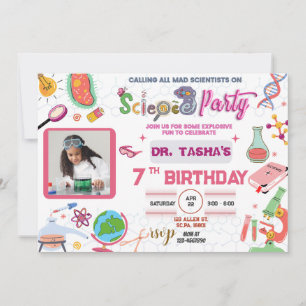 Mad Science Party Uitnodiging voor meisjes