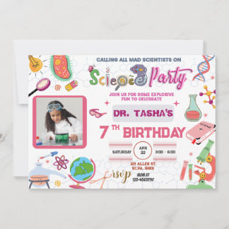 Mad Science Party Uitnodiging voor meisjes