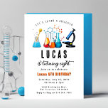 Mad Science Party Uitnodiging voor verjaardag<br><div class="desc">Ontsteek nieuwsgierigheid en vier in stijl met onze verjaardagsfeestuitnodigingen met een wetenschapsthema! Deze uitnodigingen zijn ideaal voor jonge wetenschappers en nieuwsgierige geesten en bevatten leuke en kleurrijke design geïnspireerd door chemie, biologie en de ruimte. Pas het aan met uw feestdetails en laat uw gasten weten dat ze een dag vol...</div>