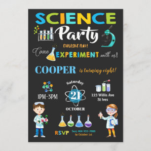 Mad Science Party verjaardagsuitnodiging jongen Kaart