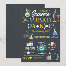 Mad Science Party verjaardagsuitnodiging jongen