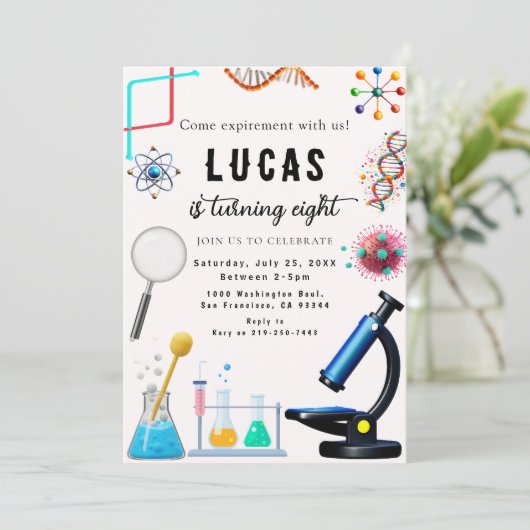 MAD Science Party verjaardagsuitnodiging Kaart (Staand voorkant)