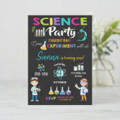 Mad Science Party verjaardagsuitnodiging meisje Kaart (Staand voorkant)