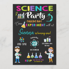 Mad Science Party verjaardagsuitnodiging meisje Kaart