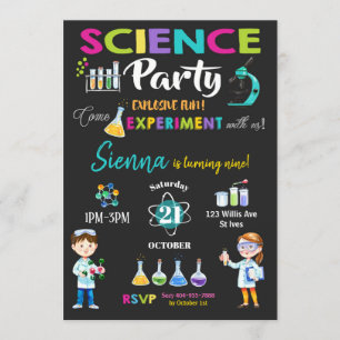 Mad Science Party verjaardagsuitnodiging meisje Kaart