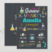 Mad Science Party verjaardagsuitnodiging meisje Kaart (Voorkant / Achterkant)